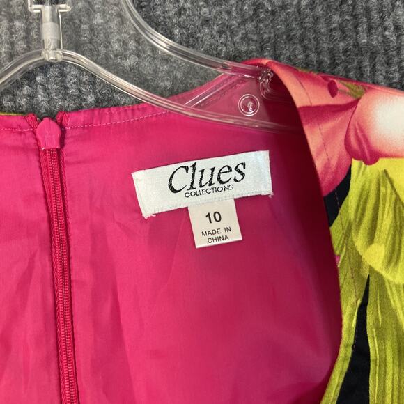 Clues Collection Womens Hawaiian Floral Fit And Flare Dress Size 10 Tropical - Picture 6 of 9